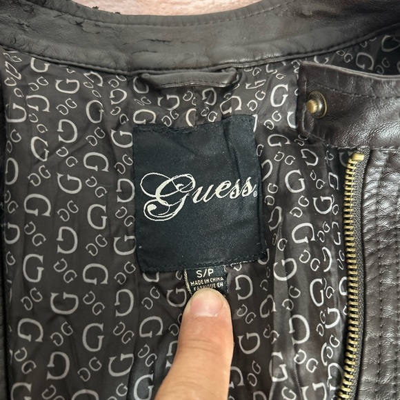 Guess Dark Brown Leather Jacket - Picture 6 of 6